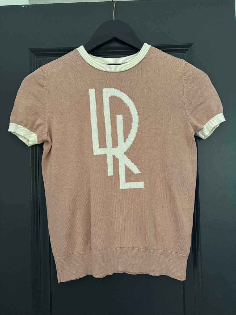 Ralph Lauren Short-Sleeve Knit Tee in Dusty Rose with White Logo